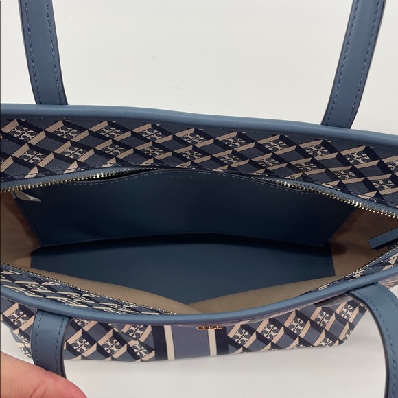 Tory Burch Geo Logo Mini Zip Top Tote in Blue A15 - Picture 6 of 10